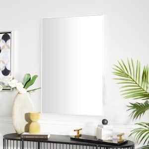 36 in. x 24 in. Rectangle Framed White Wall Mirror with Thin Frame