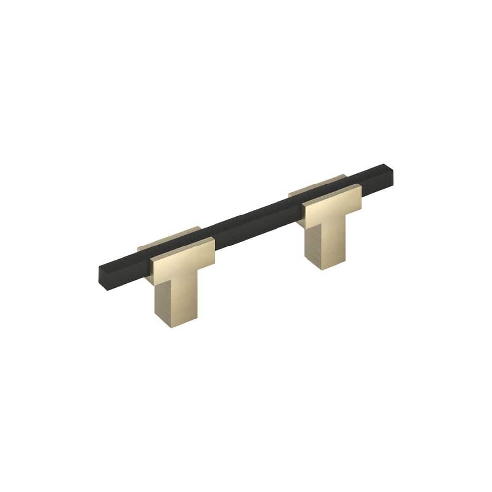 Urbanite 3 in. (76mm) Center-to-Center Modern Golden Champagne/Matte Black Bar Cabinet Pull price history on PriceWatchPro