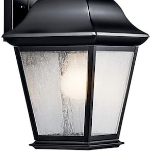 Mount Vernon 16.75 in. 1-Light Black Outdoor Hardwired Wall Lantern Sconce with No Bulbs Included (1-Pack)