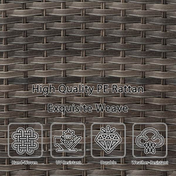 Brown Wicker Outdoor Patio Loveseat 2-Seat Sofa Couch with Orange Cushions