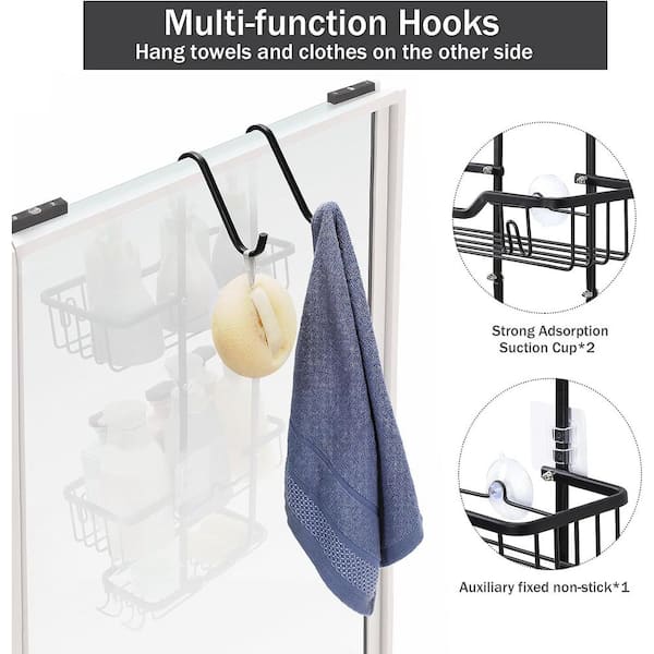 Oumilen Hanging Shower Caddy Bathroom Shower Organizer Shelves with 4-Hooks  and Soap Rack, Silver PSHKS159 - The Home Depot
