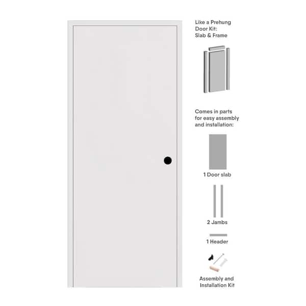 Flush DIY-Friendly 30 in. x 80 in. Left Hand Primed Solid Composite Core Wood Single Prehung Interior Door