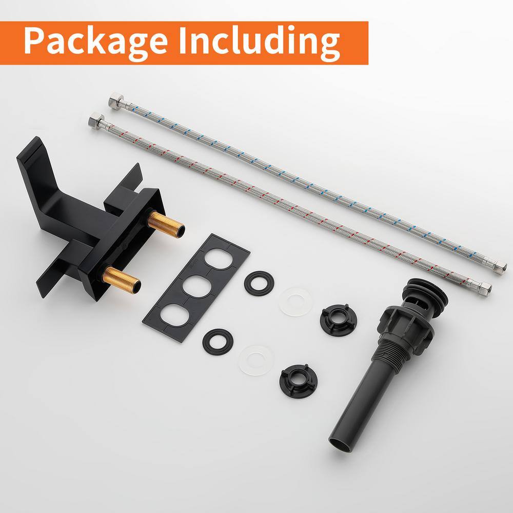 Matte Black Stainless Steel Double Handle Bathroom Faucet with Drain Kit