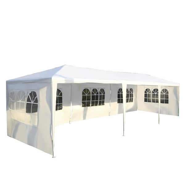Unbranded 10 ft. x 30 ft. White Outdoor Party Wedding 5 Sidewall Tent Canopy Gazebo
