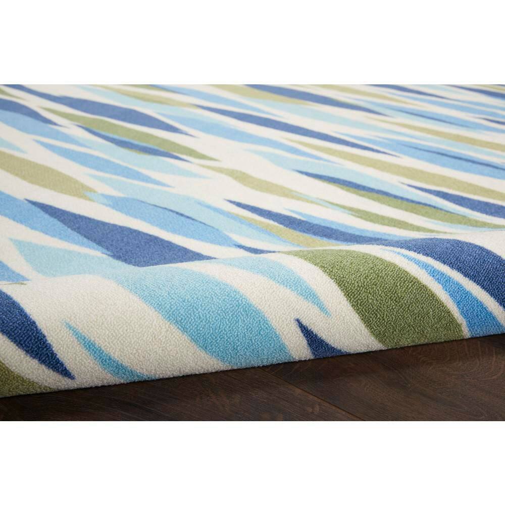 Seaglass Blue & White Traditional 4' x 6' Reversible Rug