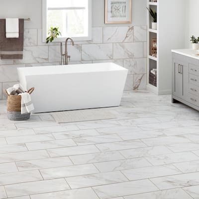 Marble Look Tile Flooring The, Faux White Marble Flooring