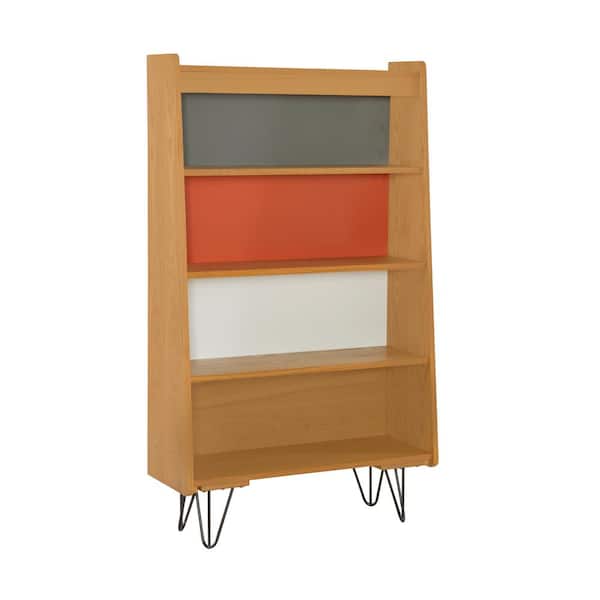 Linon Home Decor May Ash Veneer Bookcase with Four Multicolor Shelves