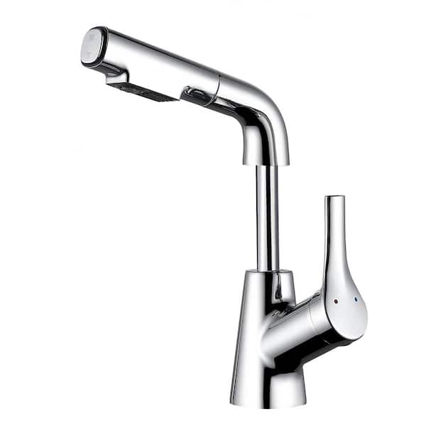 Single Handle Single Hole Waterfall Bathroom Faucet in Polished Chrome