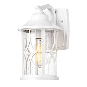 1-Light White Aluminum Hardwired Waterproof Outdoor Lighting Fixture Wall Lantern Scone with No Bulbs Included