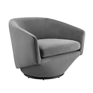 Series Performance Velvet Fabric Swivel Chair in Gray