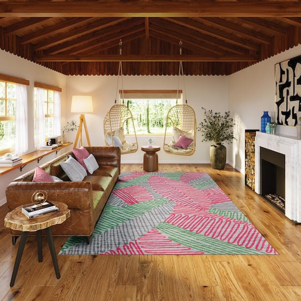 Boho Area Rug 3'X5' Machine Washable, Pink Small Non Slip Area Rugs for  Entryway