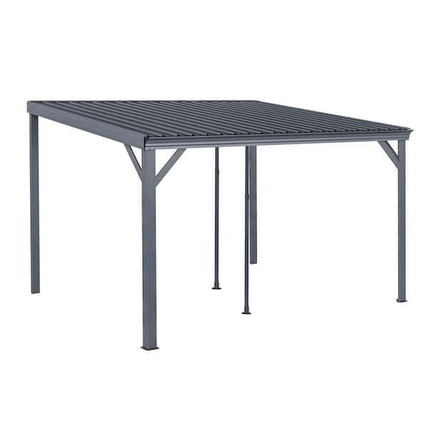 Heavy Duty 10 ft. x 12 ft. Gray Contemporary Wall Mounted Lean to Gazebo