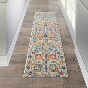 Passion Ivory/Multi 2 ft. x 8 ft. Floral Transitional Kitchen Runner Area Rug