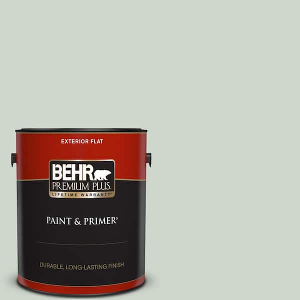 BEHR PREMIUM PLUS 1 gal. #ICC-48 Aspen Mist Flat Exterior Paint & Primer