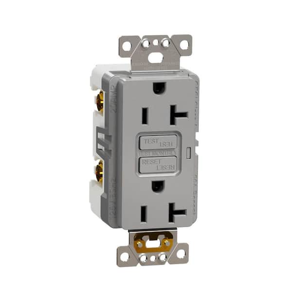 Square D X Series 20 Amp 125-Volt Tamper Resistant Indoor GFCI Duplex Outlet Decorator Receptacle Back Wire Clamps Matte Gray