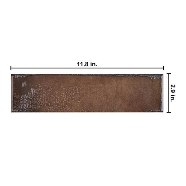 MOLOVO Iris Marron Brown 2.9 in. X 11.8 in. Polished Ceramic