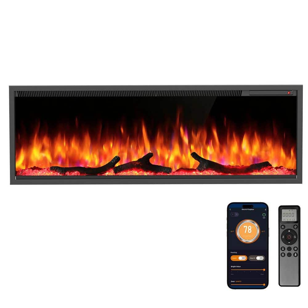 50 in. Smart Wall Mount Electric Fireplace With 12 LED Flame Effects in Black price history on PriceWatchPro