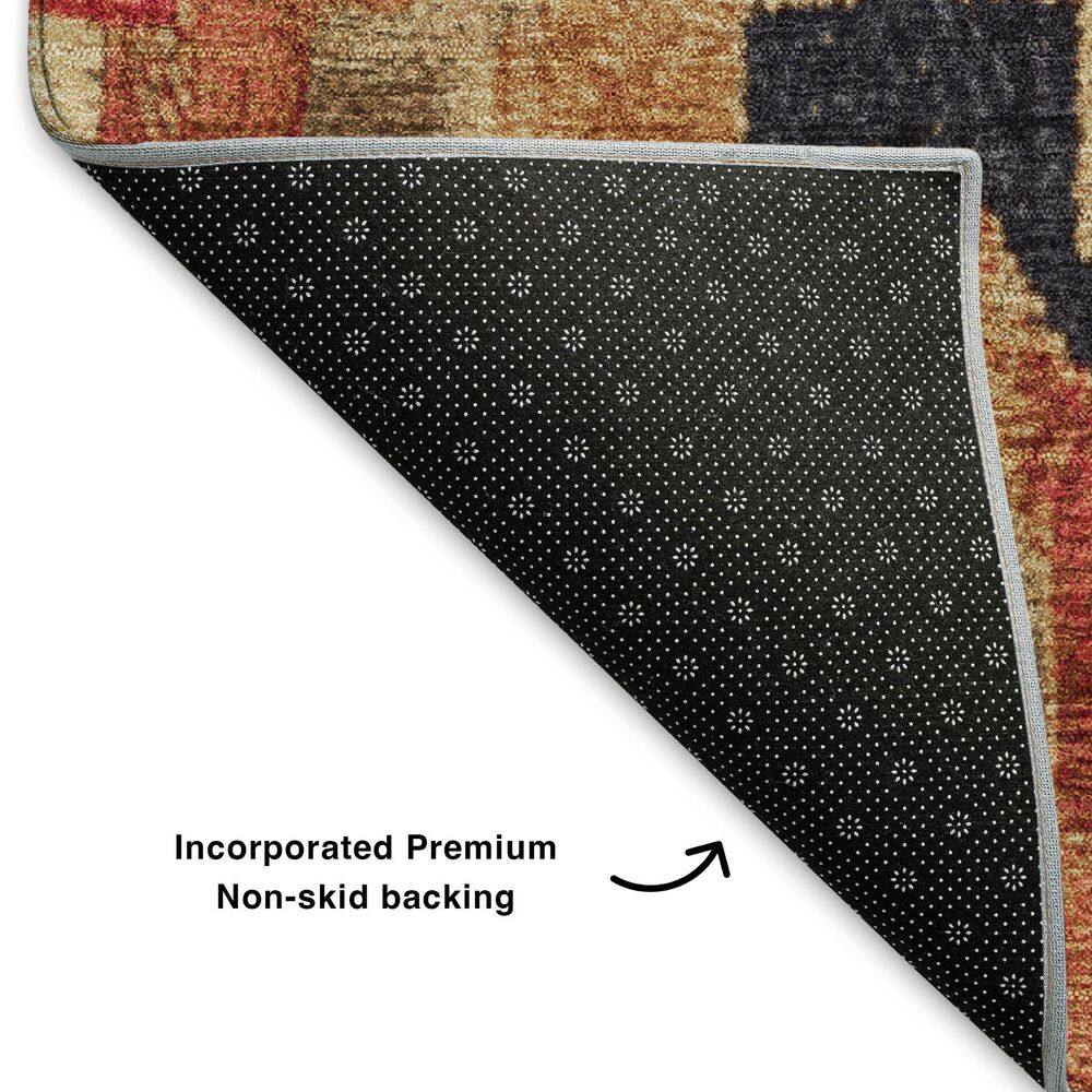Mayfield Premium Machine Washable Abstract AMF1894 Rust 9 ft. x 12 ft. Area Rug - thumbnail 3