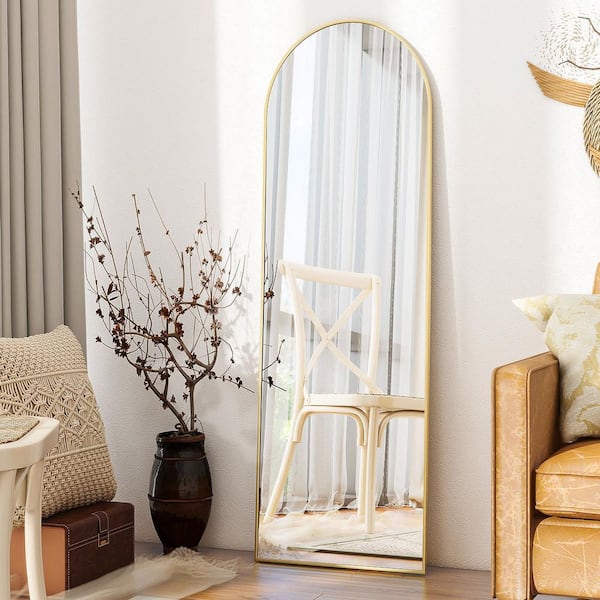 Gold 21 in. W x 56 in. H Arched Aluminum Alloy Framed Full Length Mirror Floor Mirror