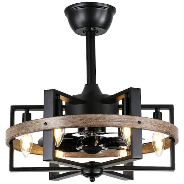 Rocca 18 in. Indoor Modern Brown Spacecraft-Inspired Ceiling Fan with Lights, 6-Lights Reversible Ceiling Fan w/Remote