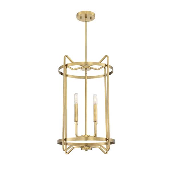 Savoy House Kent 16 in. W x 24 in. H 4-Light Warm Brass Candlestick Pendant Light