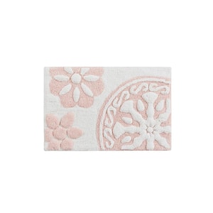 20 in. W. x 30 in. Pink Cotton Tufted Bath Rug - Plush and Absorbent Bathroom Rug