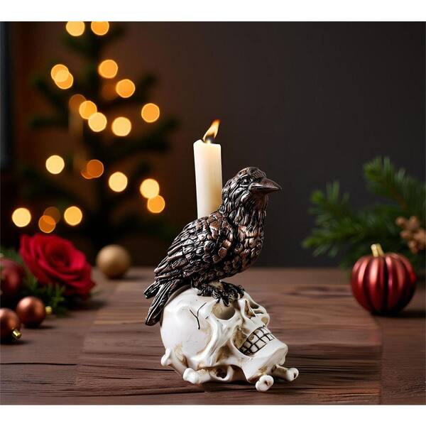 アスティエ　オーナメント　ケンタッキー Black Resin Christmas Raven Candle Holder Witchy Occult Altar