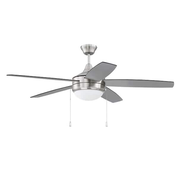 CRAFTMADE Phaze ENERGY STAR 5 52 in. Indoor Brushed Polished Nickel Finish Dual Mount Reversible DC Motor Ceiling Fan w/Light Kit