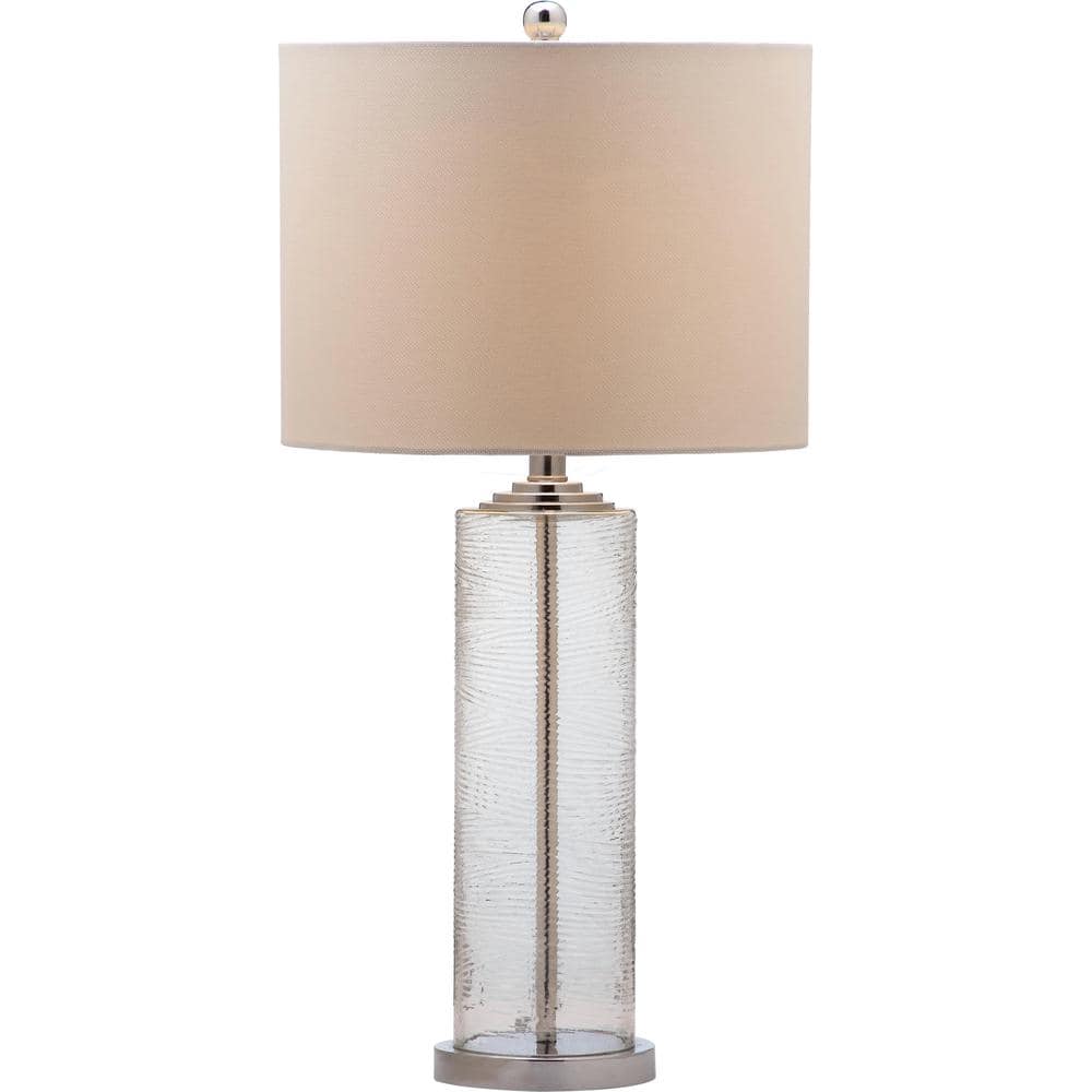 Grant 29" Clear Glass Table Lamp Set with White Cotton Shade