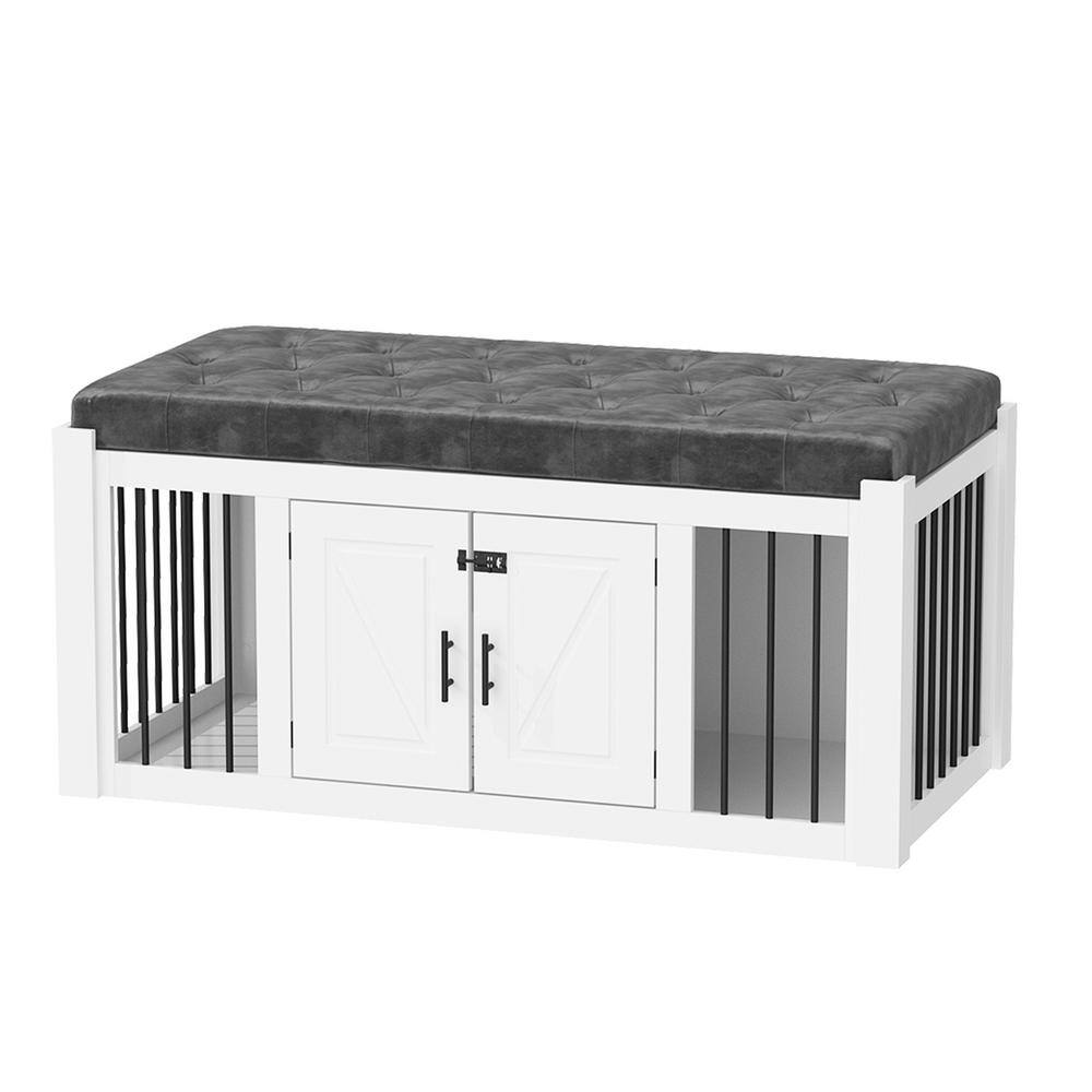 WIAWG Modern Bed End Bench Dog Crate, Dog Kennel Indoor Wooden Crate