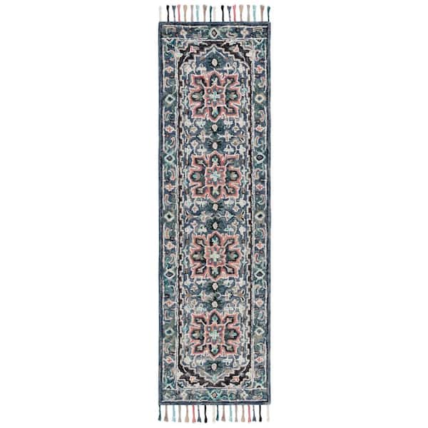 Aspen 2 ft. x 11 ft. Pink/Blue Oriental Runner Rug