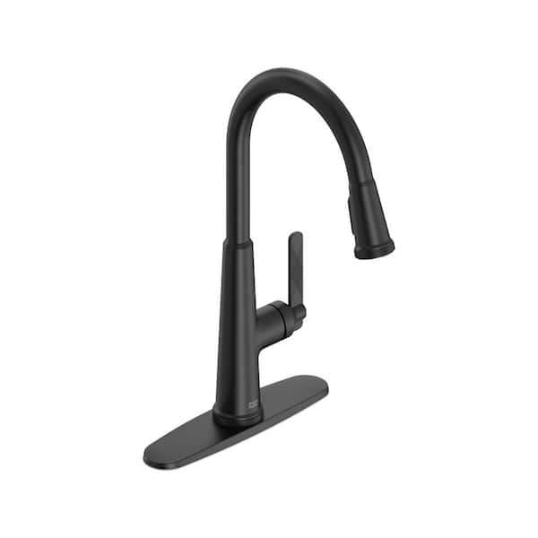 Eastcourt Single Handle Pull Down Sprayer Kitchen Faucet with Dual Spray in Matte Black