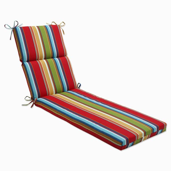 Pillow Perfect Striped 21 x 28.5 Outdoor Chaise Lounge Cushion in Red/Blue Westport