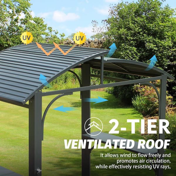 Mondawe 8 ft. x 5 ft. Gray Galvanized Steel Arc Roof Outdoor Mondawe 8 ft. x 5 ft. Gray Galvanized Steel Arc Roof Outdoor