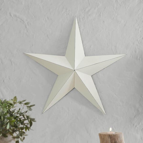 1-Piece 24 in. x 24 in. Creme Distressed Metal Star Wall Decor