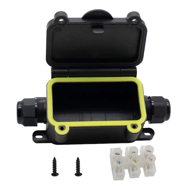 IP68 Waterproof 2-Way Outdoor Electrical Junction Box, Clamshell Underground Splice for 6-8 mm Cable