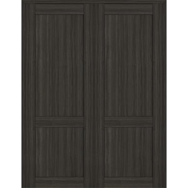 Belldinni 2 Panel Shaker 72 in. x 96 in. Both Active Gray Oak Wood Composite Solid Core Double Prehung Interior Door