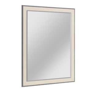 45.5 in. H x 35.5 in. W Classic Textured Mat Lined Gray Rectangle Framed Beveled Glass Bathroom Vanity Wall Mirror