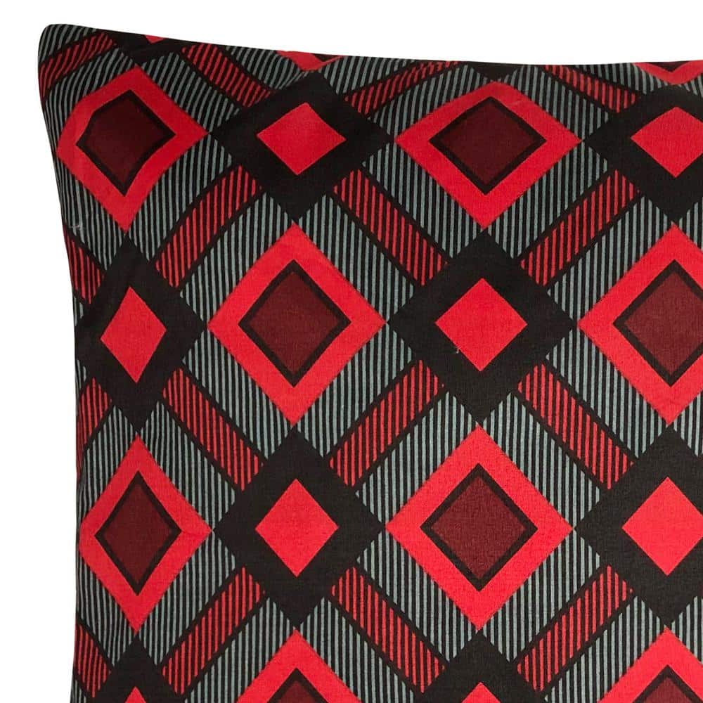 Red and Black Microfiber Square Throw Pillow 18 x 18