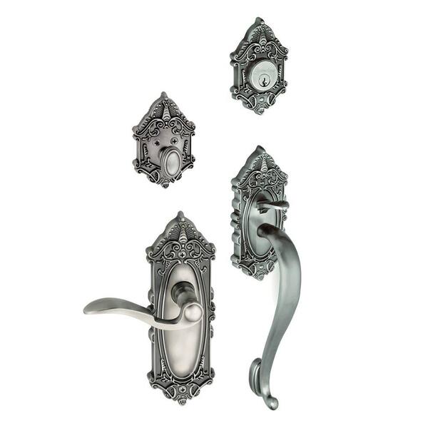 Grandeur Grande Victorian Single Cylinder Antique Pewter S-Grip Handleset with Right Handed Bellagio Lever