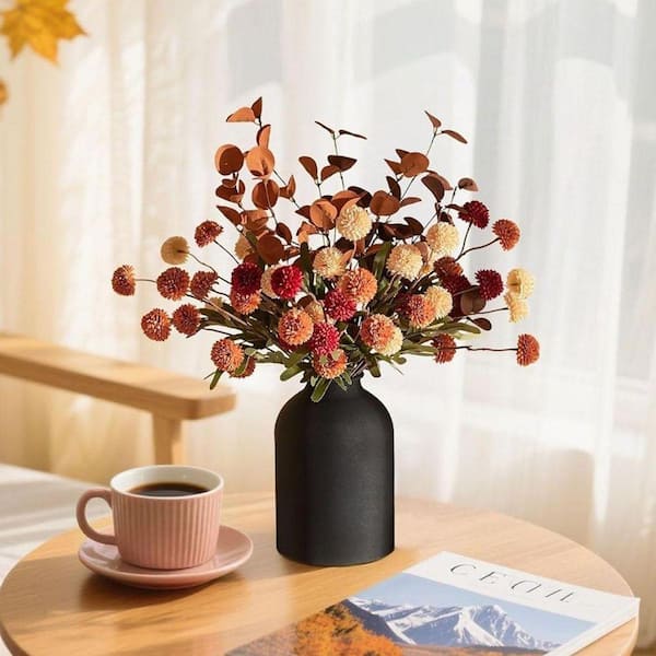 20 in. Orange Artificial Chrysanthemum 12 Stems of Fake Mums Kiku