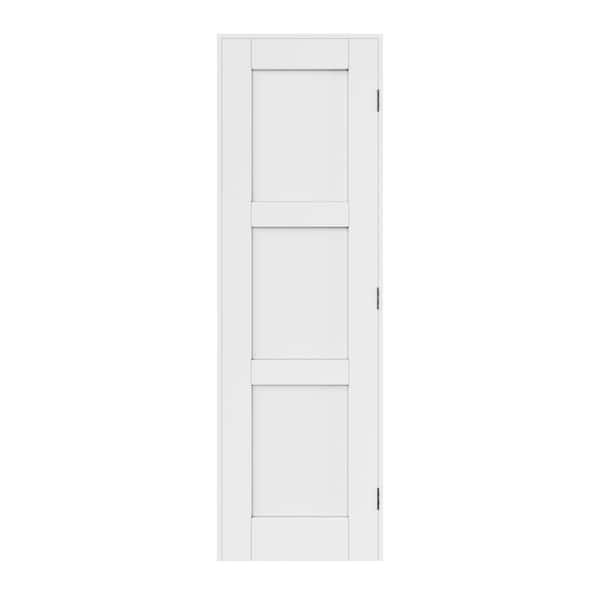ARK DESIGN 24 in. x 80 in. Paneled Blank 3-Lite Right Handed White Solid Core MDF Door with Quick Assemble Jamb Kit