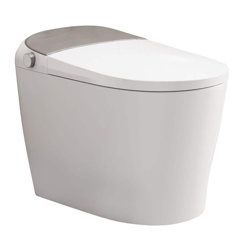 Hanikes Tankless Elongated Smart Toilet Bidet in White with HandsFree