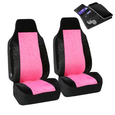 Velour 47 in x 1 in. x 23 in. Heart Patterned Half Set Front Seat Covers