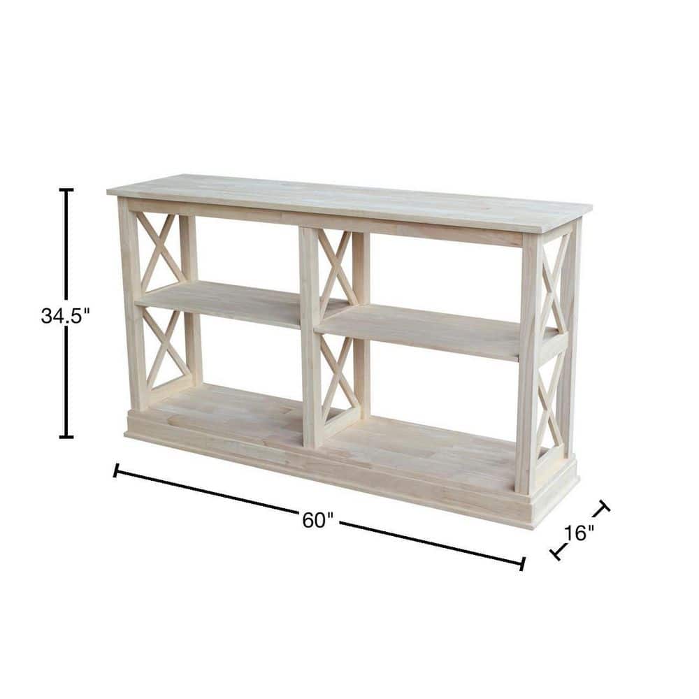 Hampton Natural Wood Sofa Table with Shelves