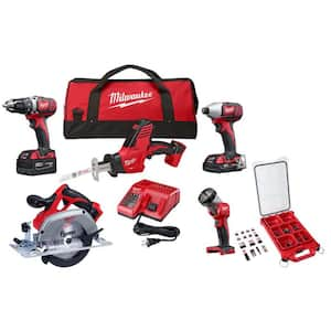 M18 18V Lith-Ion Cordless Combo Kit (5-Tool) with (1) 3.0Ah and (1) 1.5Ah Battery, (1) Charger & Bit Set (100-Piece)