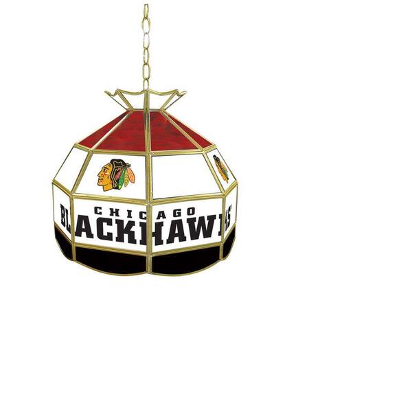 Trademark NHL Chicago Blackhawks 16 in. Black Hanging Tiffany Style Billiard Lamp