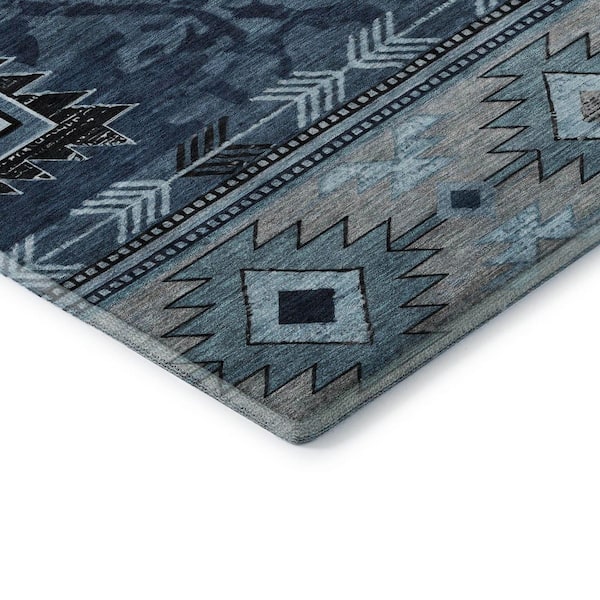 Mayfield Premium Machine Washable Abstract AMF1754 Blue 5 ft. x 7 ft. 6 in. Area Rug
