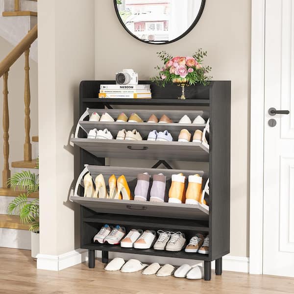 BYBLIGHT 41.73 in. H White 24-Pairs Shoe Storage Cabinet, Freestanding Shoe  Cabinet for Entryway BB-JW0310GX - The Home Depot