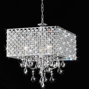 Indianapolis 4-Light Chrome Lantern Chandelier with Crystal Accents